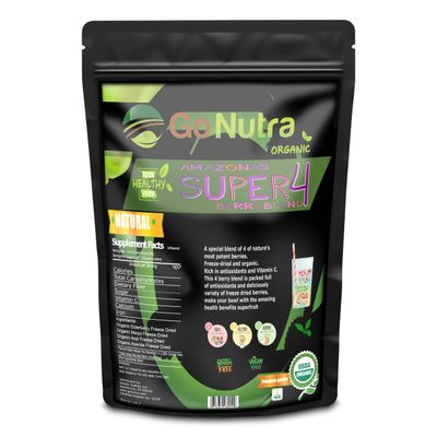 Go Nutra Organic Freeze Dried Acai Berry Blend for Bowls | Superfood Smoothie Mix with 4 Immune Boosting Berries | Acai Maqui Elderberry Acerola | Antioxidant Freeze Dried Berries 15 Servings 8oz