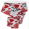 Zebra Leopard Print Hearts Red White and Black Wired Ribbon 2.5" X 10Yd view 1