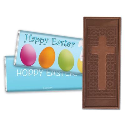 12ct Personalized Easter Candy Party Favors Cross Embossed Chocolate Bars & Wrappers (12 Pack) - No Assembly Required - Hatched Bunny