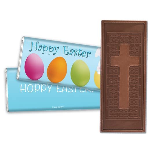 12ct Personalized Easter Candy Party Favors Cross Embossed Chocolate Bars & Wrappers (12 Pack) - No Assembly Required - Hatched Bunny
