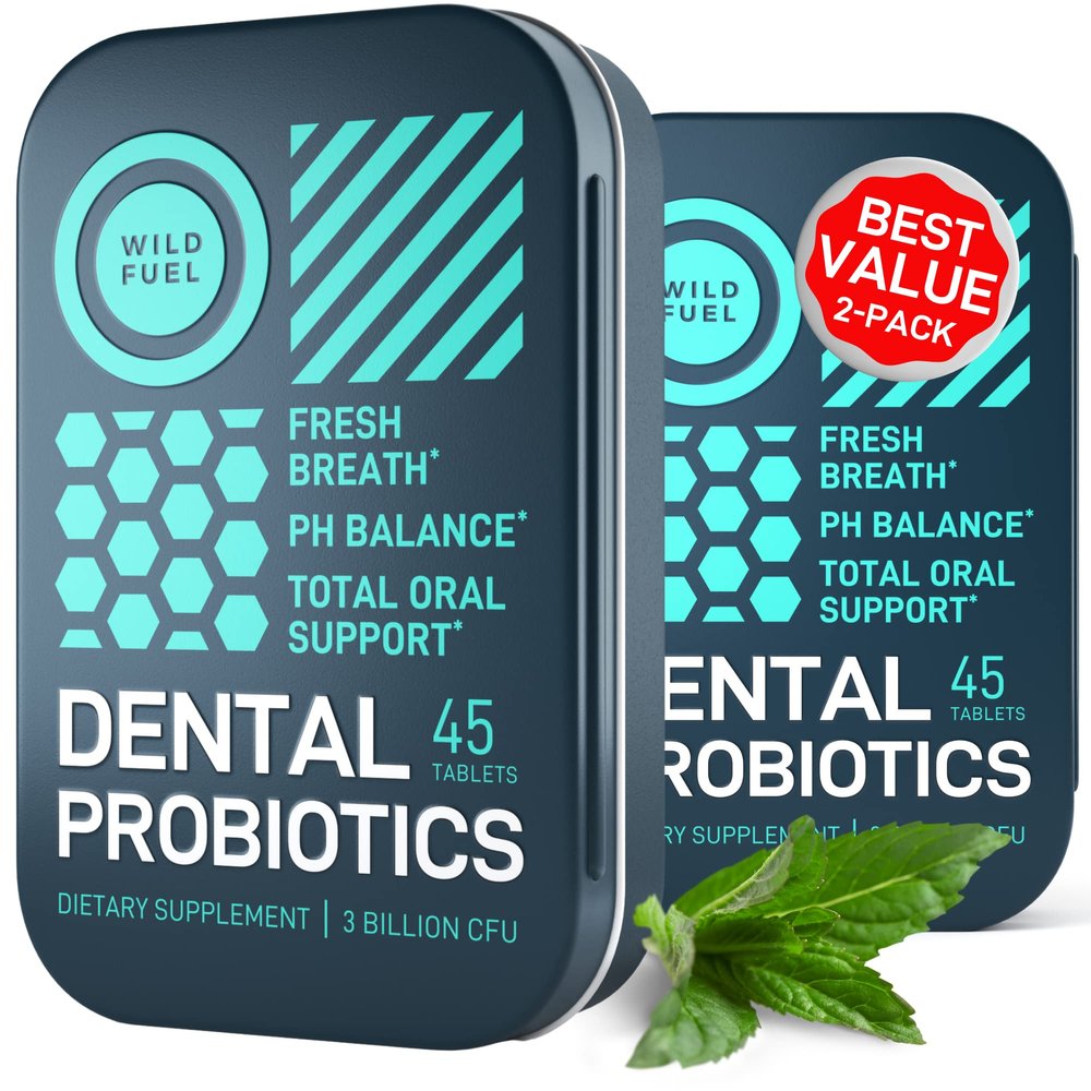 WILD FUEL Oral Probiotics for Teeth, Bad Breath, Gum Health - 3bn CFU K12 Lactobacillus Paracasei, Salivarius Dental Probiotic - Oral Probiotic Mints - 90 Fresh Breath Mint Dental Probiotics Tablets