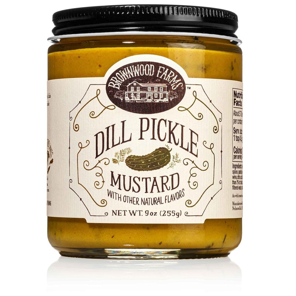 Brownwood Farms Flavored Mustard, Made in Small Batches, Sweet, Hot, Creamy and Delicious, From the Great Lakes Region (Dill Pickle, 10 Ounce)