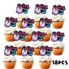 18pcs Black Glitter Pink Roller Skates Dessert Cupcake Topper 80s 90s Retro Hip Hop Roller Skating Rolling into 5 Theme Decor Supplies Boy Girl 5th Happy Birthday Party Decorations view 3
