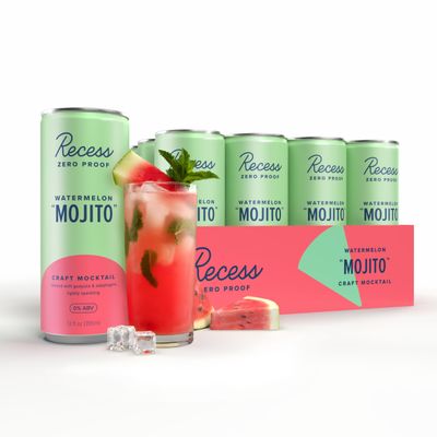 Recess Zero Proof Watermelon Mojito Mocktail, 12 Pack