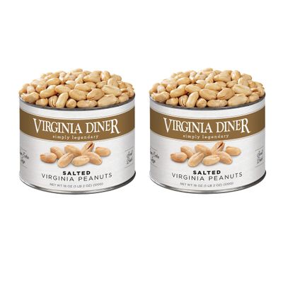 Virginia Diner Gourmet Blister Roasted All Natural XL Virginia Peanuts with Unique Crunch Heart Healthy Snack or Gift 18oz (2 Pack) Salted