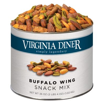 Virginia Diner Buffalo Wing Snack Mix Tin, All Natural Gourmet Snack Mix, Sesame Sticks, Peanuts, Almonds, Heart Healthy 36 Ounce (Pack of 1)