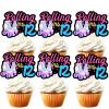 18pcs Black Glitter Pink Roller Skates Dessert Cupcake Topper 80s 90s Retro Hip Hop Roller Skating Rolling into 12 Theme Decor Supplies Boy Girl 12th Happy Birthday Party Decorations view 1