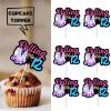 18pcs Black Glitter Pink Roller Skates Dessert Cupcake Topper 80s 90s Retro Hip Hop Roller Skating Rolling into 12 Theme Decor Supplies Boy Girl 12th Happy Birthday Party Decorations view 2