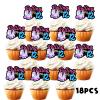 18pcs Black Glitter Pink Roller Skates Dessert Cupcake Topper 80s 90s Retro Hip Hop Roller Skating Rolling into 12 Theme Decor Supplies Boy Girl 12th Happy Birthday Party Decorations view 3