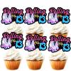 18pcs Black Glitter Pink Roller Skates Dessert Cupcake Topper 80s 90s Retro Hip Hop Roller Skating Rolling into 13 Theme Decor Supplies Boy Girl 13th Happy Birthday Party Decorations view 1