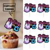 18pcs Black Glitter Pink Roller Skates Dessert Cupcake Topper 80s 90s Retro Hip Hop Roller Skating Rolling into 13 Theme Decor Supplies Boy Girl 13th Happy Birthday Party Decorations view 2