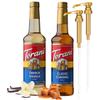 Premium French Vanilla Syrup and Classic Caramel 750 ml Coffee Syrup Flavoring With Alpha Pantry Gold Pump Coffee Syrup Dispenser view 1