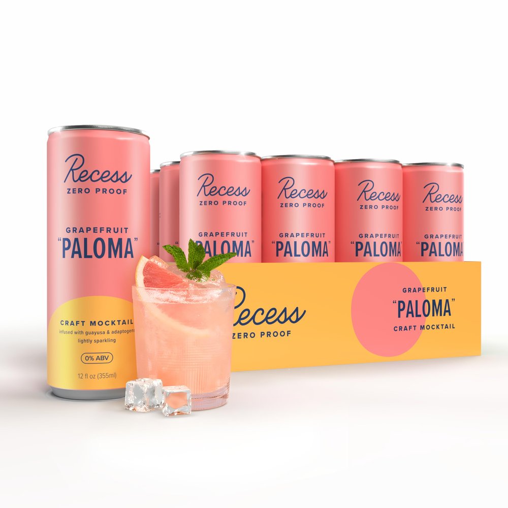 Recess Zero Proof Grapefruit Paloma Mocktail, 12 Pack