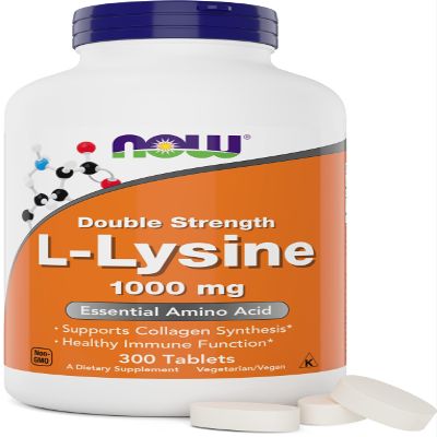 Now Foods L-Lysine 1000mg - Double Strength - 300 Tablets - Non-GMO Amino Acid Supplement (Llysine Hydrochloride)- 1000 mg Tabs - Vegan/Vegetarian