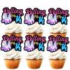 18pcs Black Glitter Pink Roller Skates Dessert Cupcake Topper 80s 90s Retro Hip Hop Roller Skating Rolling into 14 Theme Decor Supplies Boy Girl 14th Happy Birthday Party Decorations view 1