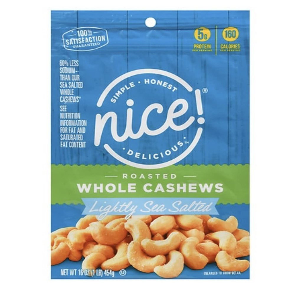 Nice Roasted Whole Cashews (lightly sea salt) Pack Of 2