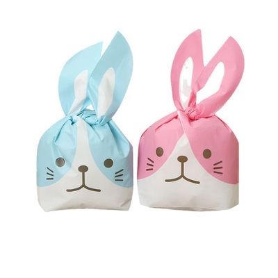 Dzrige 100 Pieces Easter Bunny Cellophane Treat Bags Rabbit Ear Gift Bags Candy Gift Wrap Bags for Easter New Year Wedding Party Supplies