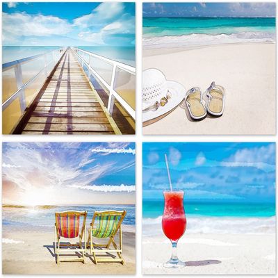 Small World Greetings Watercolor Beach Note Cards 12 Count - Blank Inside with Envelopes - A2 Size (5.5" x 4.25") - Perfect All Occasion Stationery for Thank You, Birthday, and More
