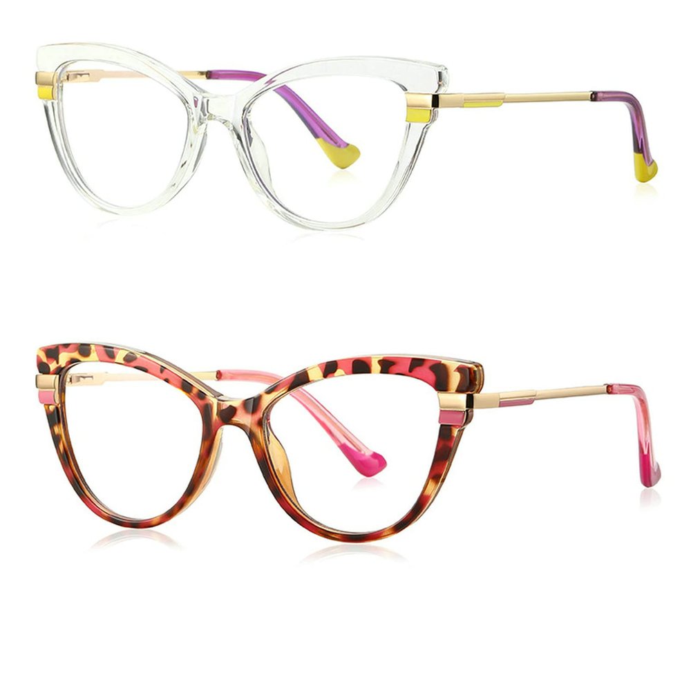Melrose Cat Eye Reading Glasses Anti Blue Light Reader Anti Eyestrain&UV (2pcs clear&amber, 2.5, multiplier_x)