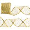 URROMA Gold Glitter Wired Ribbon, 9.82 Yards Web Mesh Ribbon Wired Metallic Sparkling Edge Ribbon for Gift Wrapping DIY Crafts for Home Decor view 1