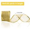 URROMA Gold Glitter Wired Ribbon, 9.82 Yards Web Mesh Ribbon Wired Metallic Sparkling Edge Ribbon for Gift Wrapping DIY Crafts for Home Decor view 2