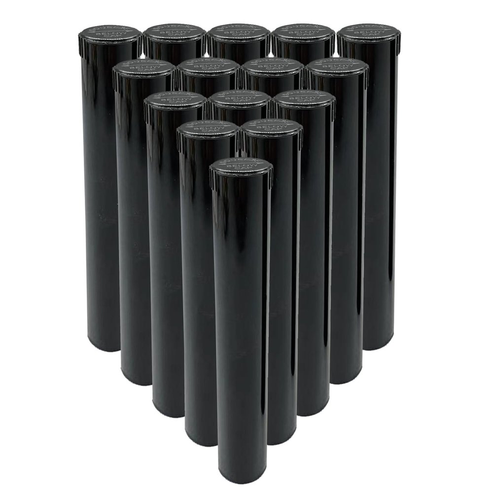 EKIND 116MM Tubes Squeeze Pop Tops Storage Waterproof Airtight Smell Proof Odor Sealing Container BPA FreeBlack, 16Pcs