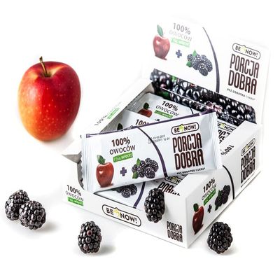 Be Now! Healthy Fruit Bars Snack - Apple & Blackberries, (24 Pack) 100% All Natural, No Add Sugar, Gluten-Free, Vegan, Non GMO. Packs for Kids and Adults.