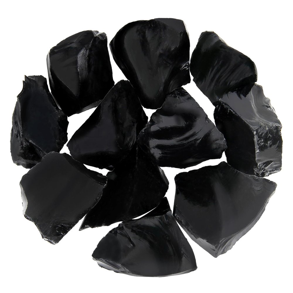 1.1lb Bulk Raw Obsidian Stone Rough Crystal-Natural Obsidian Raw Stones Crystal for Tumbling, Cabbing, Fountain Rocks, Decoration,Polishing, Wire Wrapping, Wicca & Reiki Crystal Healing