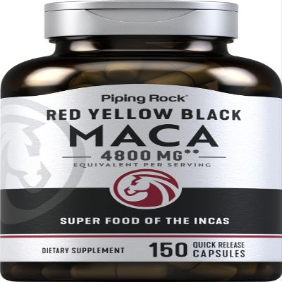Piping Rock Maca Root Capsules | 150 Powder Pills | for Women and Men | Red, Yellow, and Black | Non-GMO, Gluten Free Supplement