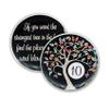 10 Year Sobriety Chip | Tree of Life AA Coin Token Medallion with Glow in The Dark Recovery Anniversary view 1
