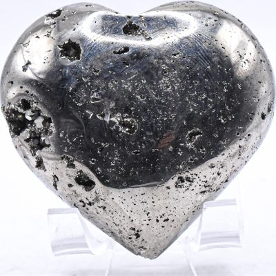 2.4" 230g Iron Pyrite Druzy Geode Heart Polished Natural Sparkling Gemstone Crystal Mineral Cluster Specimen - Peru + Stand