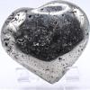 2.4" 230g Iron Pyrite Druzy Geode Heart Polished Natural Sparkling Gemstone Crystal Mineral Cluster Specimen - Peru + Stand view 3