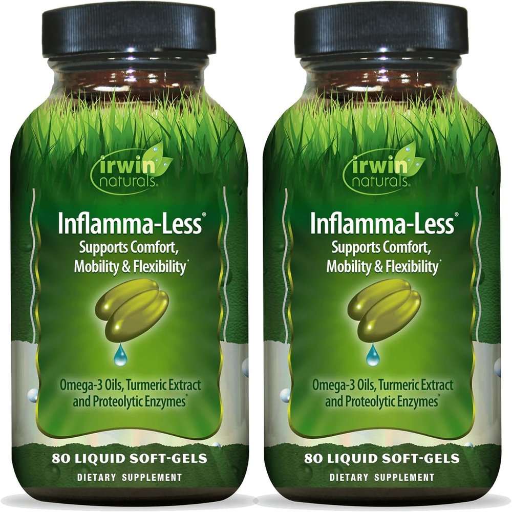 Irwin Naturals Inflamma-Less  Boswellia Extract & Turmeric Boswellia Supplement for Joint Comfort, Mobility & Flexibility  Supports Healthy Inflammatory Response  80 Liquid Soft-Gels-Pack of 2