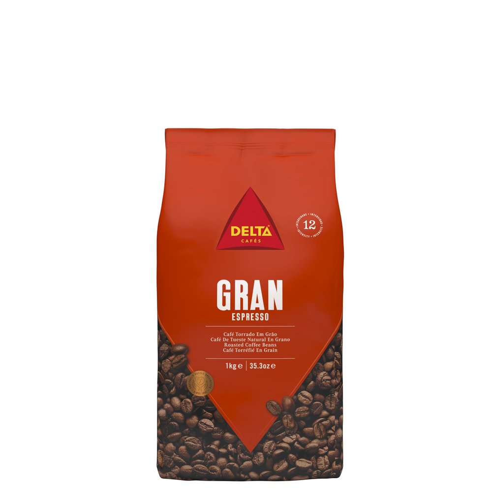 Delta Cafes Gran Espresso Whole Bean Coffee, Portugal, Naturally Roasted, Intense with Crema, 2.2lb