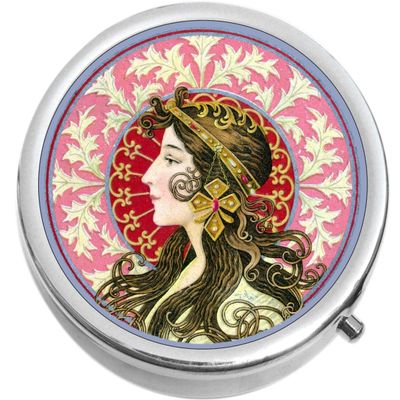 Art Nouveau Vintage Print Medicine Pill Box