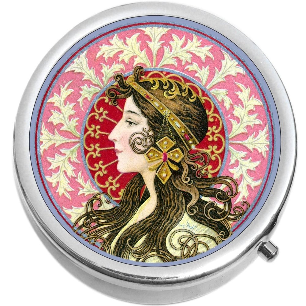 Art Nouveau Vintage Print Medicine Pill Box