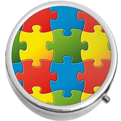 Autism Puzzle Pieces Medicine Vitamin Pill Box