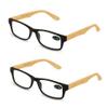 V.W.E. 2 Pairs of Wood Grain Printed Temple Arm Reading Glasses - Spring hinge men women readers (2 Black, 3.25) view 1