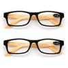 V.W.E. 2 Pairs of Wood Grain Printed Temple Arm Reading Glasses - Spring hinge men women readers (2 Black, 3.25) view 2