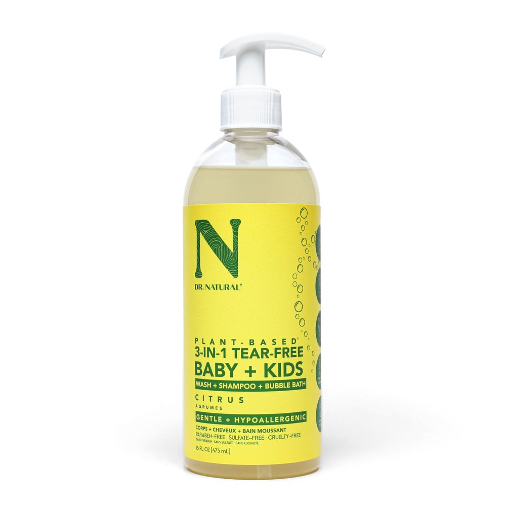 Dr. Natural 3-in-1 Tear-Free Baby Plus Kids Soap - Head-to-Toe Baby Soap and Shampoo - Sensitive Skin Moisturizing Body Wash - Lavender - 16 oz