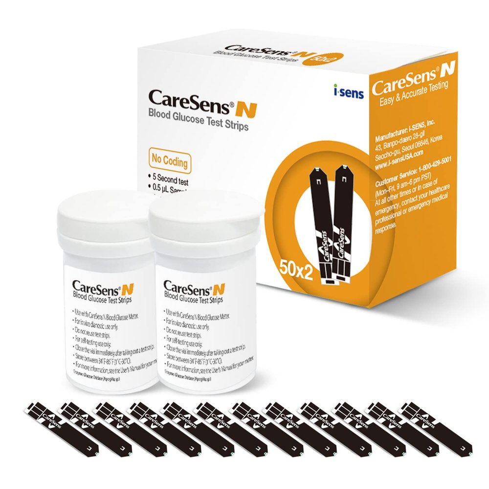 CareSens N Blood Glucose Test Strips (100 ct) - Only for CareSens N Family Meter Kits