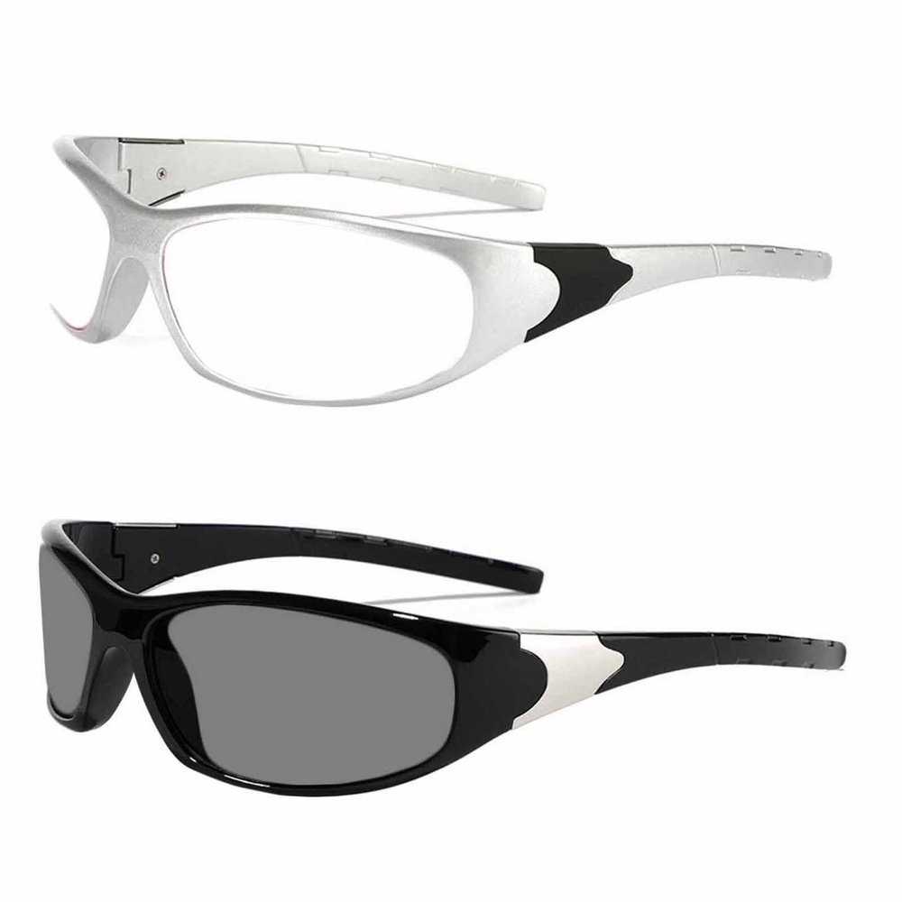 2pcs Photochromic full lens Reading Glasses for Men Women Square Sports Transition Sunglasses Readers (2PCS-black&white, 1.5, multiplier_x)