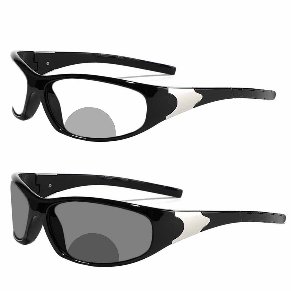 Outdoor Sports Reading Glasses Transition Photochromic Bifocal Reader for Men women Readers Sunglasses (black, 2, multiplier_x)
