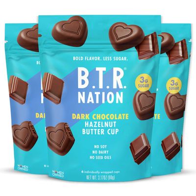 B.T.R. Nation - Dark Chocolate Hazelnut Butter Cups - Superfood Candy Date Sweetened 0g Refined Sugar Vegan Dairy Soy Free - 3 Pack