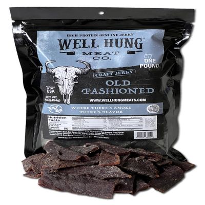Well Hung Meats Old Fashioned Beef Jerky One Pound Resealable Craft Jerky Bag (16oz)