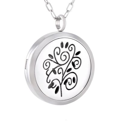BIAIHQIE Free Pads&Chain Tree Life Perfume Locket for Women Stainless Steel Essential Oil Diffuser Necklace