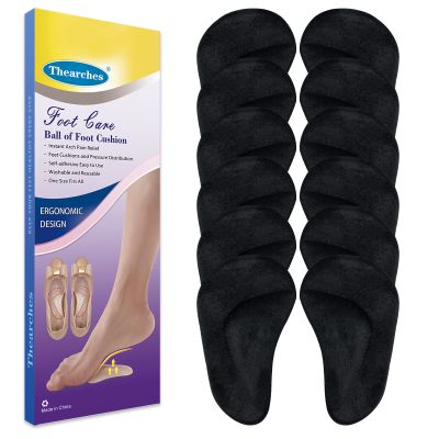 6 Pairs Gel Arch Support Pads Plantar Fasciitis Shoe Inserts Insole, Adhesive High Arch Pad Flat Feet Inserts Arch Cushions for Relieve Pressure and Foot Pain, One Size for Women Men (Black)