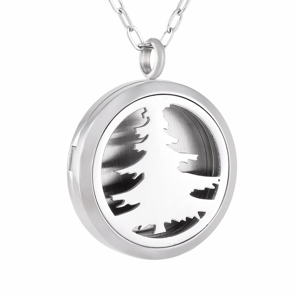 BIAIHQIE Free Pads&Chain Tree Life Perfume Locket for Women Stainless Steel Essential Oil Diffuser Necklace