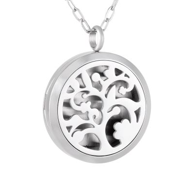 BIAIHQIE Free Pads&Chain Tree Life Perfume Locket for Women Stainless Steel Essential Oil Diffuser Necklace
