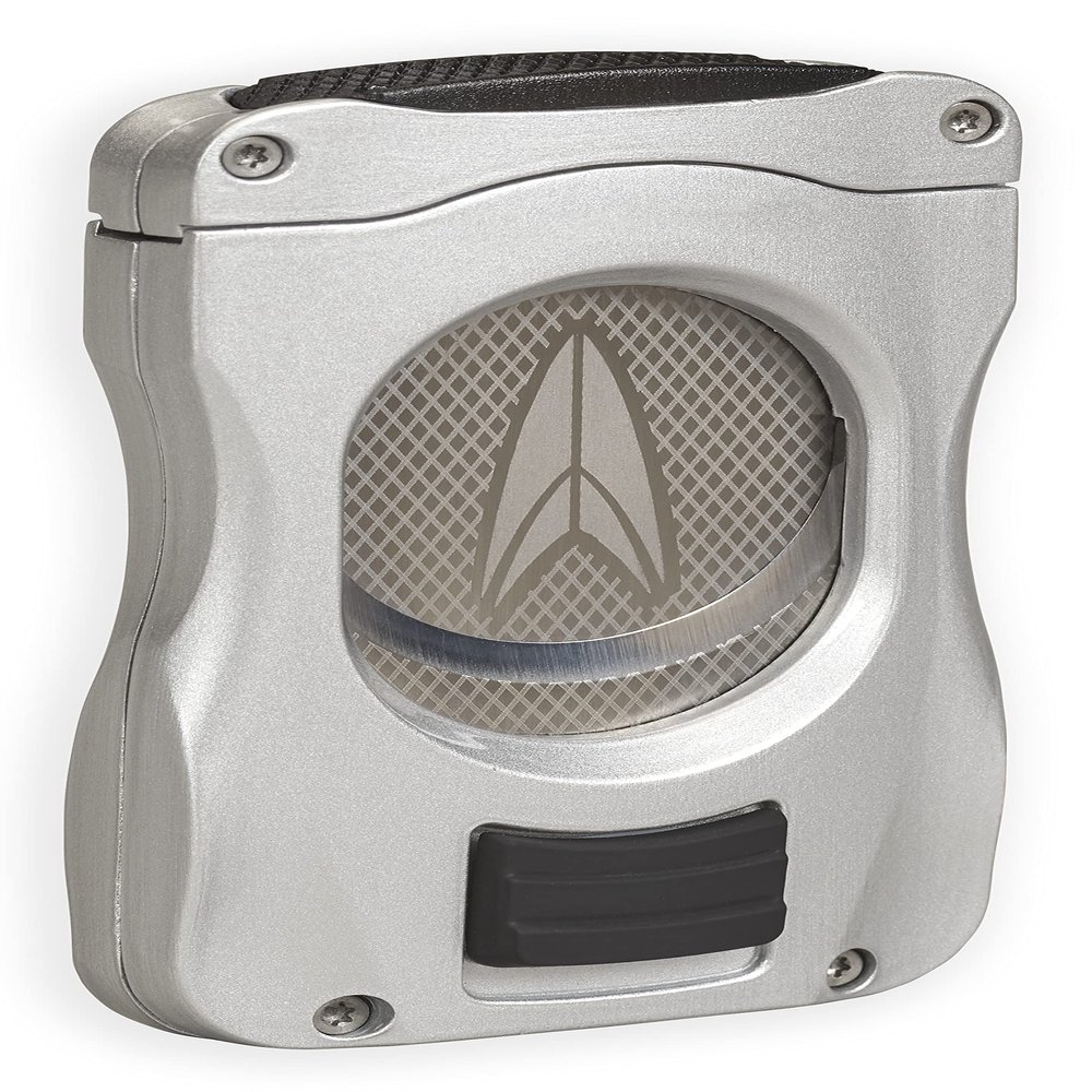Lotus GT Cigar Cutter with Double Guillotine Blades, All Metal Housing, Slot on Bottom For Easy Cleaning, Closed Back Design for a Perfect Cut (Chrome & Black)